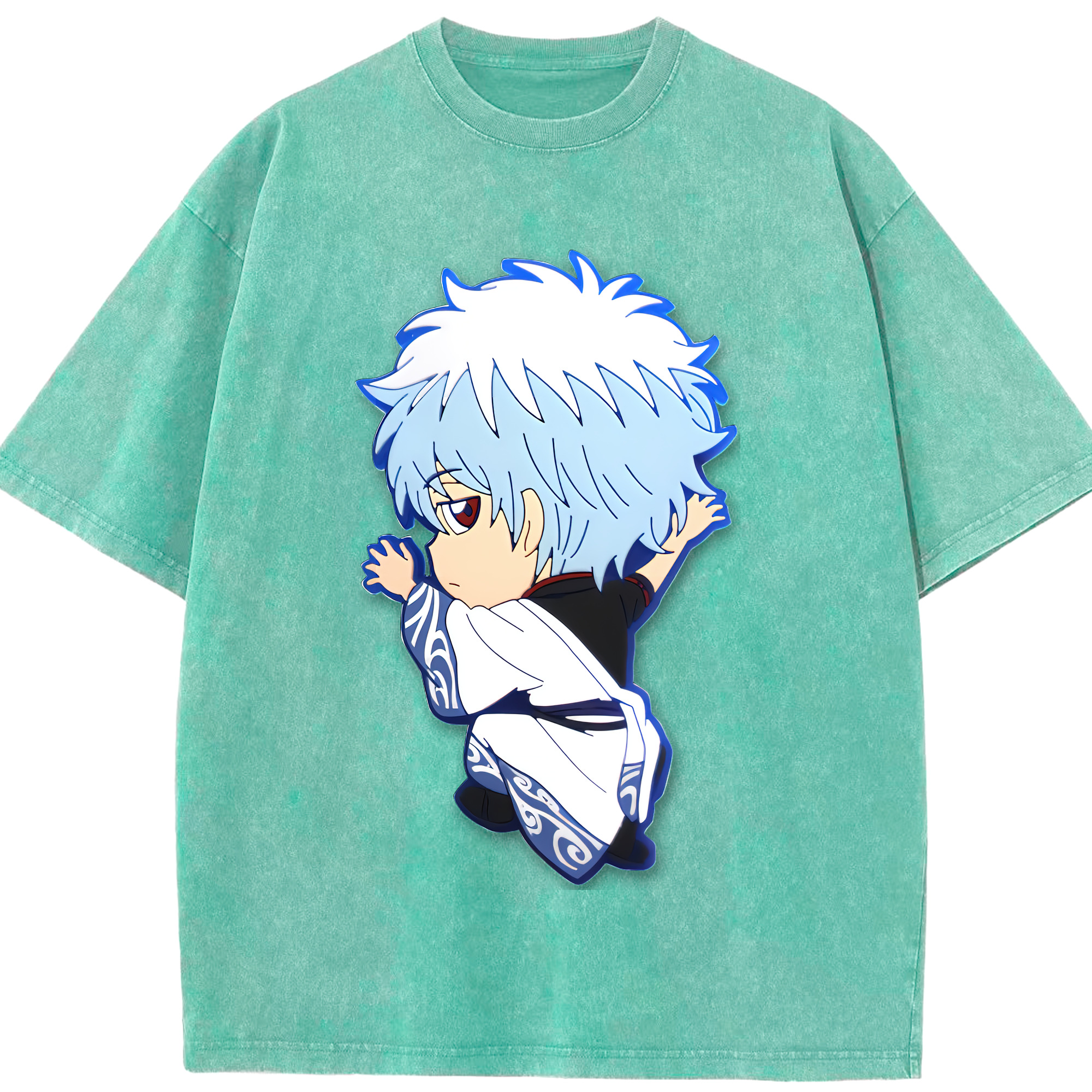 （画像用） ぎんたま 坂田銀時（さかたぎんとき） 神楽 志村新八（しむら しんぱち） GINTAMA Sakata Gintoki Kagura Shimura Shinpachi 綿100% ヴィンテージ風 半袖Tシャツ（フロントプリント）